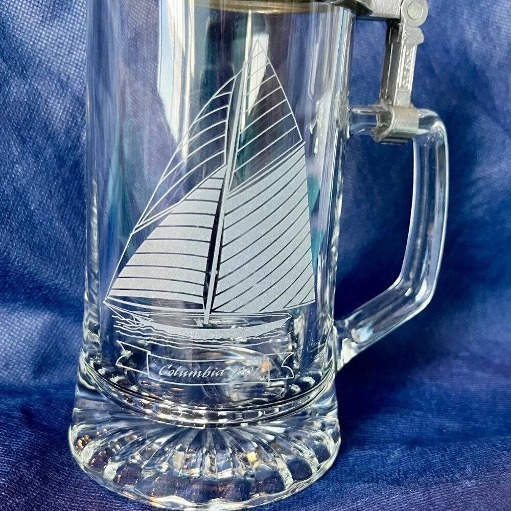 Vintage **Old Spice Beer Stein** W Germany Etched Sailboat